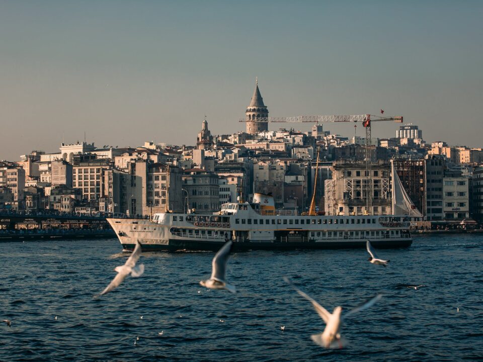 view of the bosphorus strait and the city of istanbul turkey