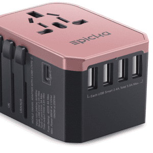 Universal Travel Power Adapter - EPICKA All in One Worldwide Wall Charger AC Plug Adaptor with 5.6A Smart Power and 3.0A Type-C for USA EU UK AUS (TA-105, Rose Gold)