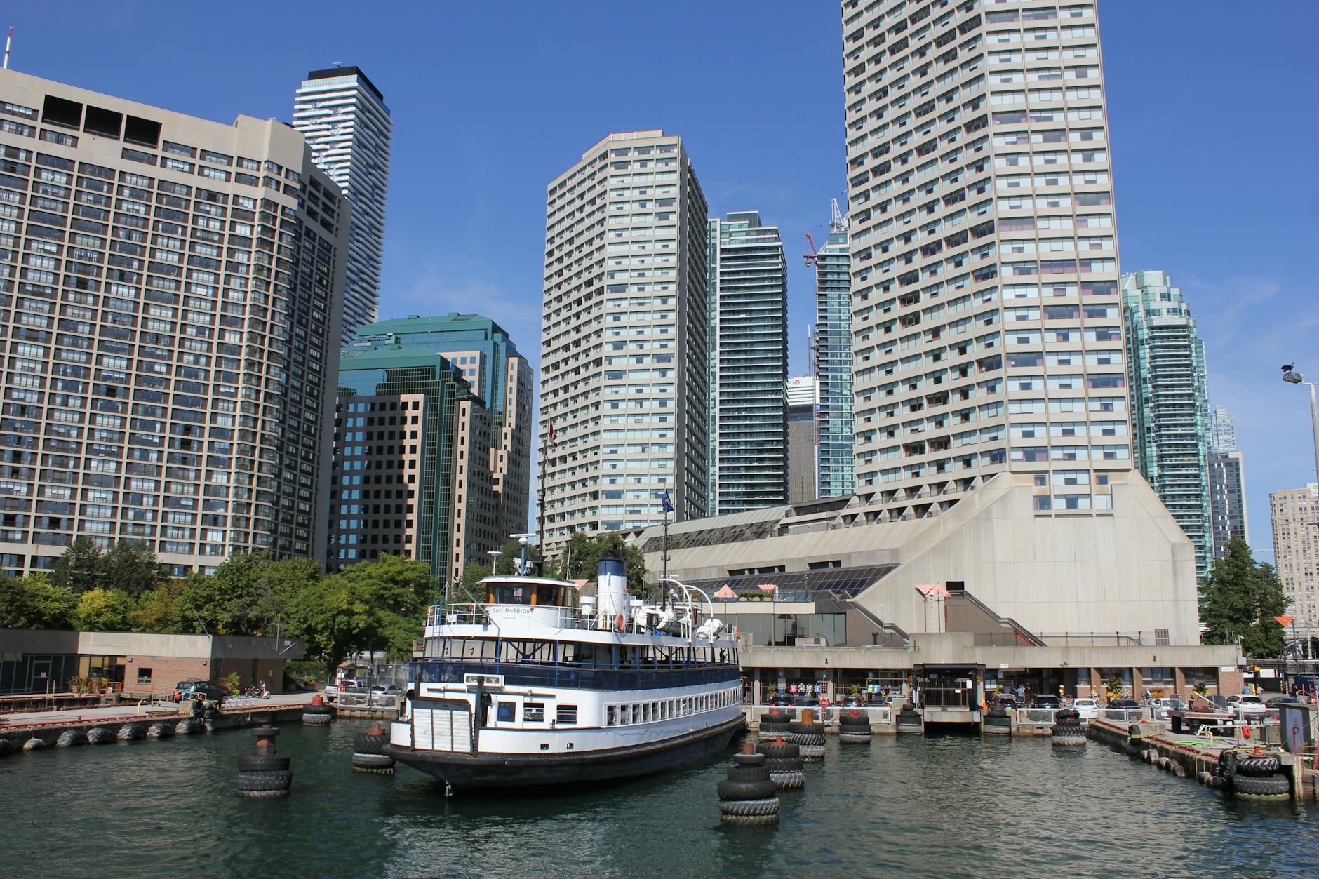 a ferry boat in westin harbor castle in toronto canada