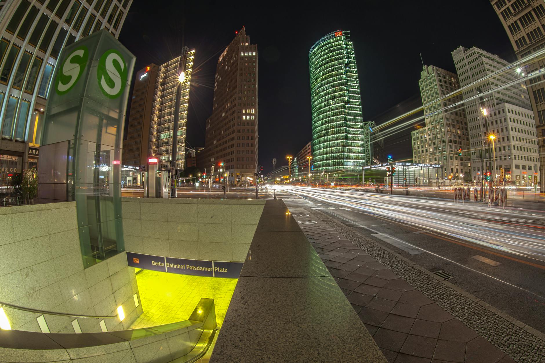 lighted high rise buildings