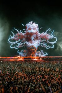 crowd at the concert at night